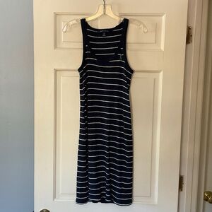 Ralph Lauren Rib Knit Tank Dress Blue Stripe M Polo Pony Nautical Coastal